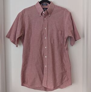 Stafford Men's Oxford Short-Sleeve Button-Down Shirt in Dusty Rose